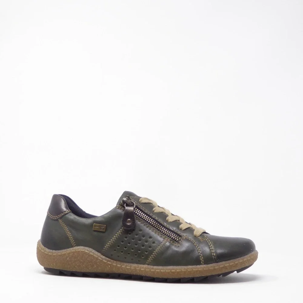 Remonte R4717 Liv Womens Shoes Sneakers Green Leather Zipper Lace Up 39 / 8